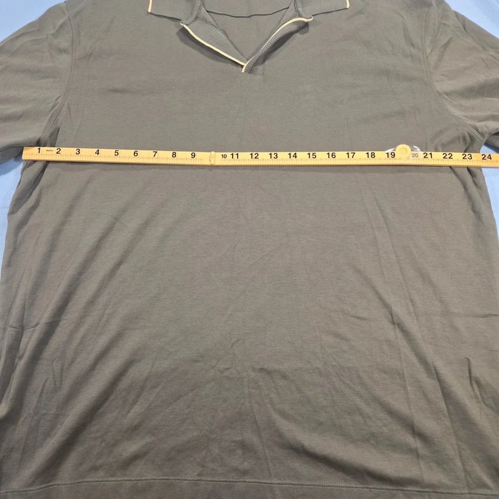 Banana Republic Mens XL Tall Polo Shirt Green Cotton Johnny Collar Tipped Trim